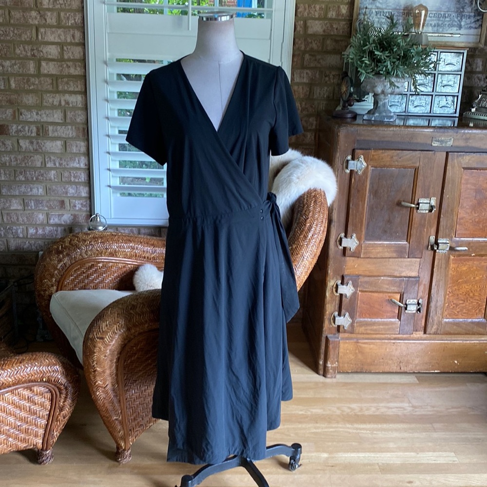 KOSAN Go Travel WRAP Dress Black POCKETS Packable XL EXCELLENT